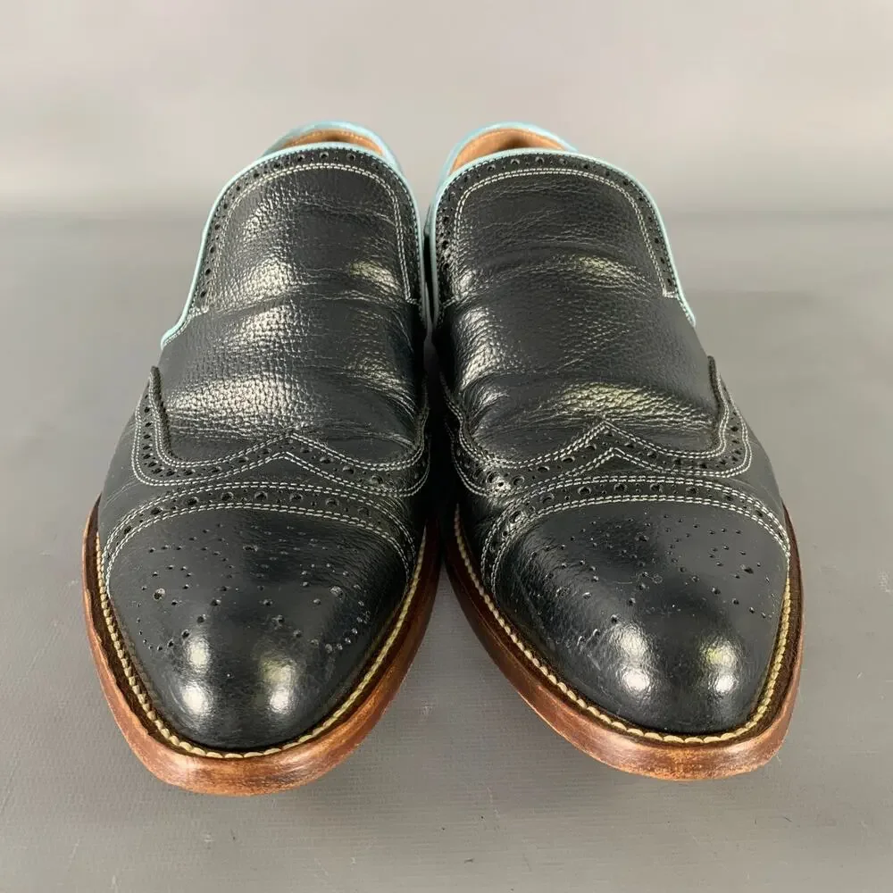 MIU MIU Size 9 Navy Light Blue Leather Spectator Loafers